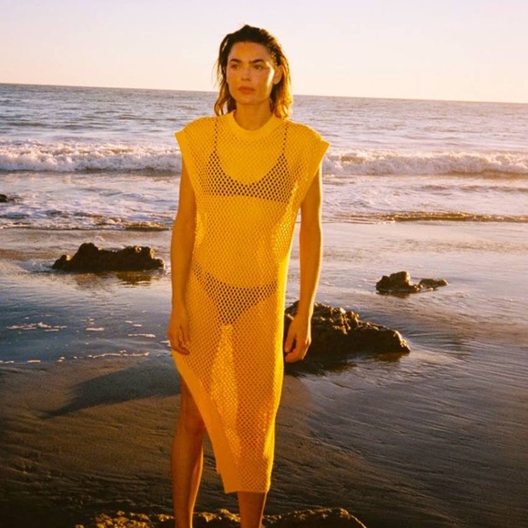Zara | Dresses | Zara Mustard Yellow Long Asymmetric Mesh Dress Blogger ...